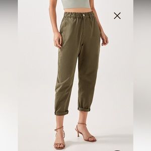 Love Bonito Paladia Elastic Waist Pants Olive Green 27